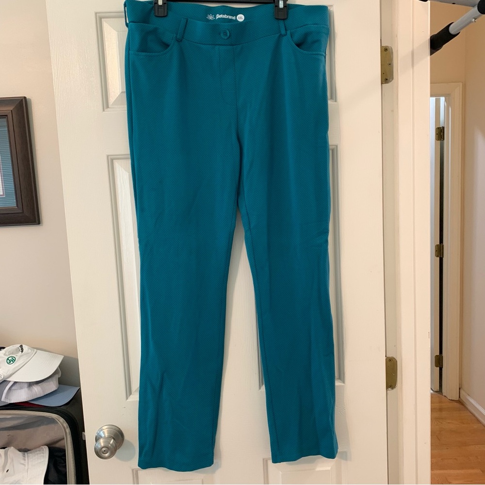 Betabrand Turquoise Dotted Trousers